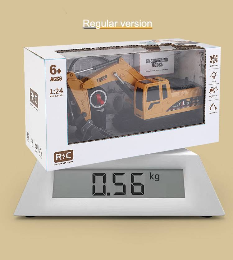 Brinquedo escavadeira de controle remoto com alça - 6 canais 2.4G com tração nas quatro rodas e veículo de engenharia em liga para crianças_voghion.com