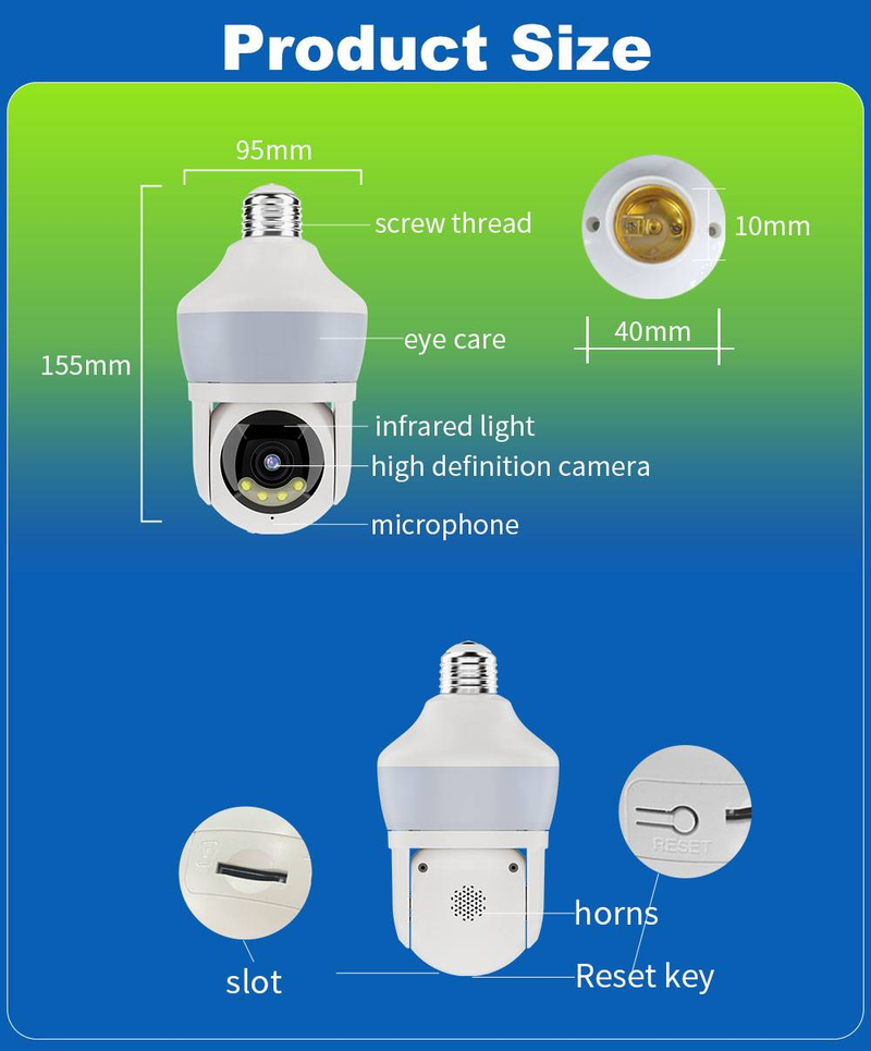 Smart AI Lighting Bulb Surveillance Camera With HD Night Vision, Voice Intercom And WiFi Monitoring_voghion.com
