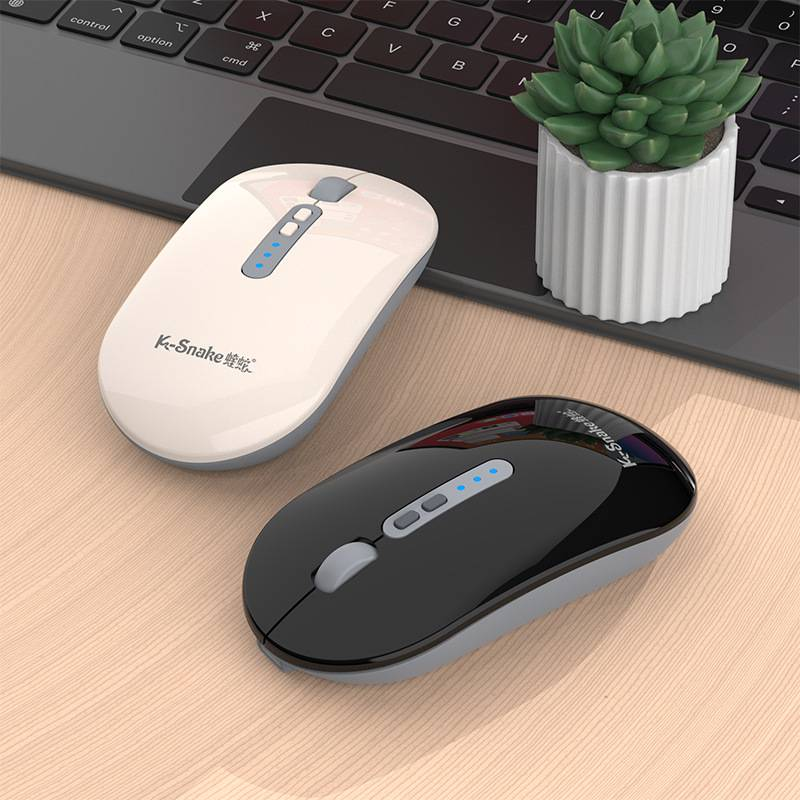 Mouse sem fio BM300 Dual Mode – Bluetooth e 2.4G, clique silencioso, design ergonômico, recarregável para laptop e PC (preto/cinza)_voghion.com