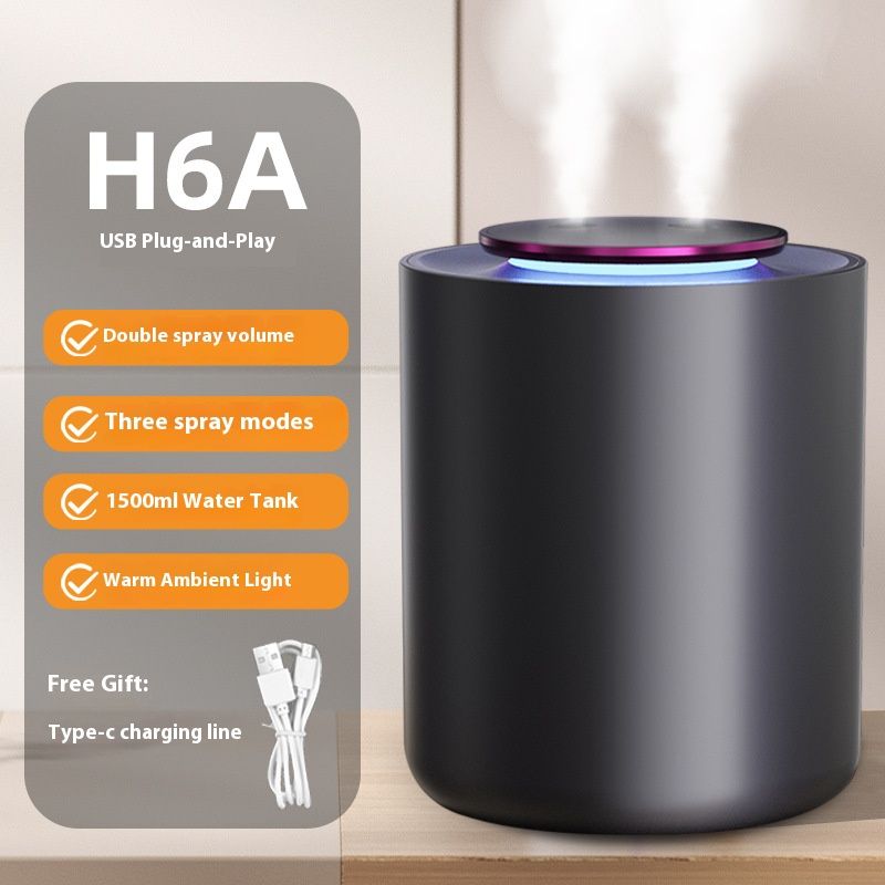 Umidificatore USB a doppia nebulizzazione con luce notturna, umidificatore d'aria silenzioso da 2,5 l per casa e ufficio, diffusore di aromaterapia portatile con spegnimento automatico_voghion.com