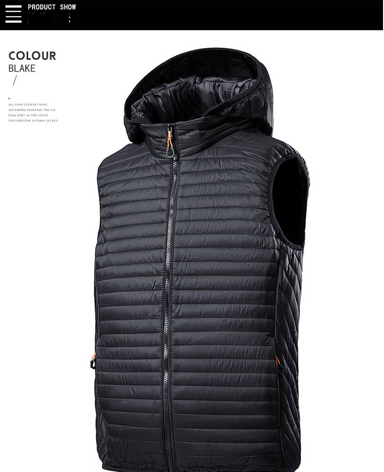 Chaleco acolchado ligero con capucha para hombre - Chaleco acolchado transpirable de poliéster con capucha desmontable, ideal para usar en capas durante todo el año._voghion.com