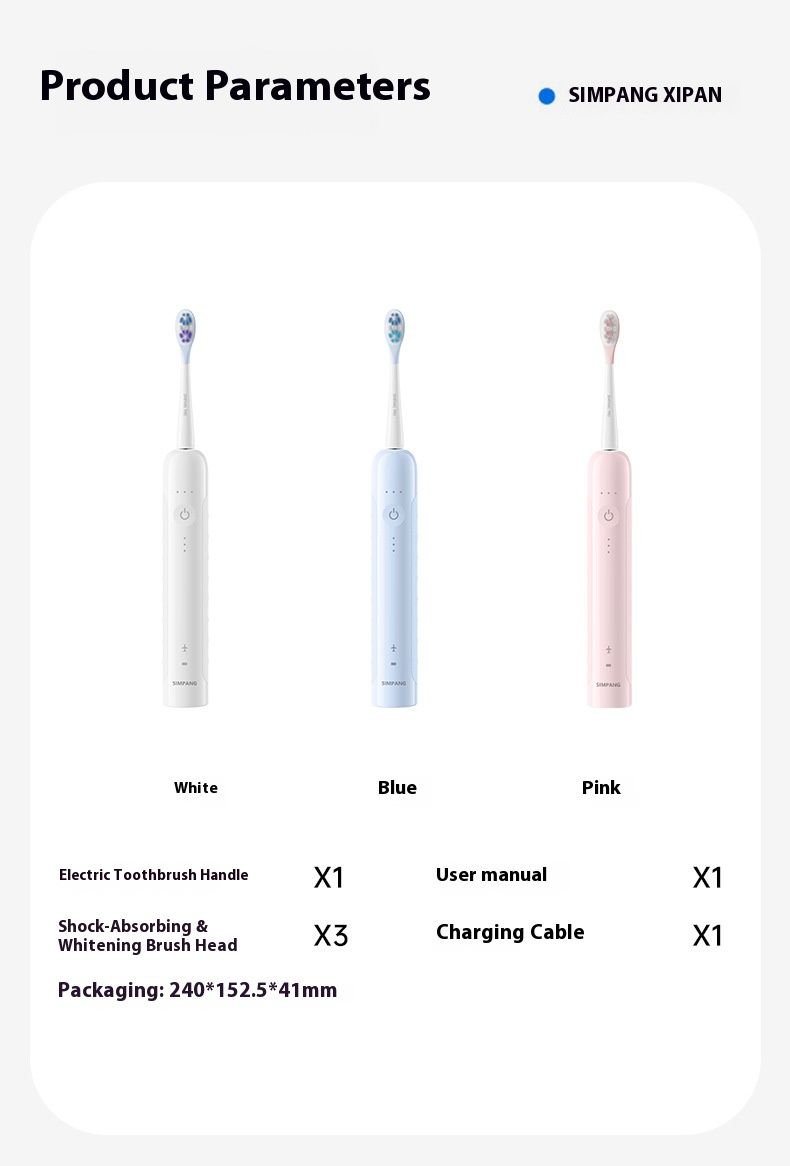 Spazzolino elettrico sonico – 5 modalità, 40.000 giri/min, impermeabile IPX7, igienizzante UV e setole morbide (bianco/blu/rosa, 3 testine incluse)_voghion.com