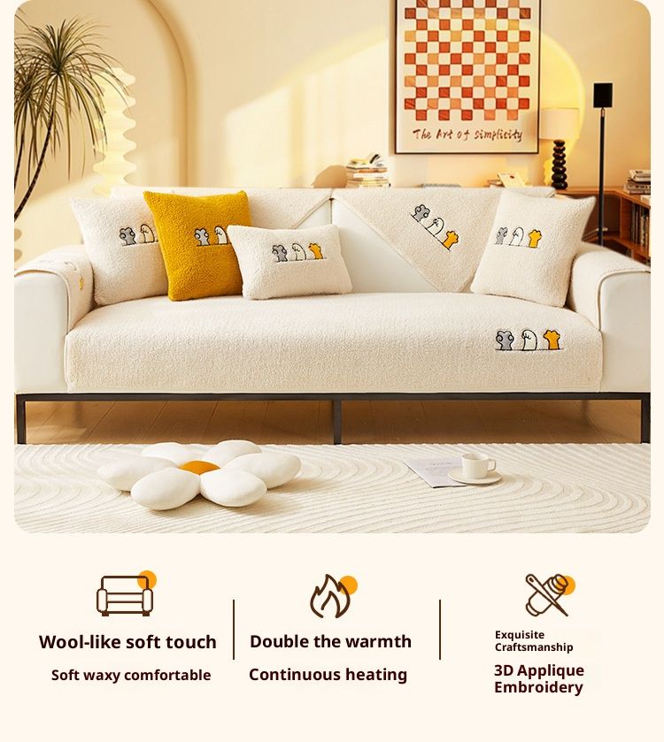 Cuscini per divano in pelle di agnello infantile da cartone animato, caldi e caldi, per l'inverno, morbidi e spessi, per divano, antiscivolo, con copertura completa in tessuto_voghion.com