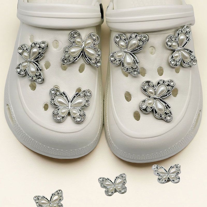 6 pezzi di accessori per scarpe fai da te alla moda, decorazioni in resina a forma di farfalla, diamante e perla_voghion.com