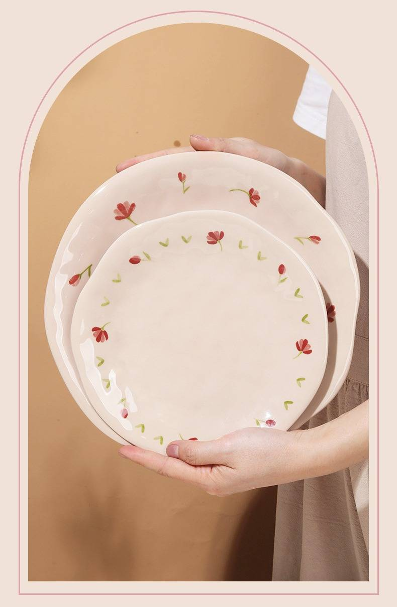Japanese-Inspired Hand-Painted Underglaze Ceramic Tableware Set - Floral Design Bowls, Plates & Dishes For Everyday Dining & Special Occasions_voghion.com