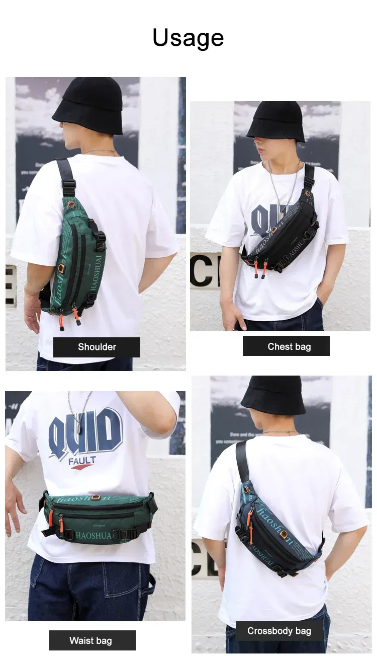 Externe Rahmenpakete Outdoor Herren Sport Hüfttaschen Street Trend Brust Messenger Radfahren Laufen Eng anliegend 230427_voghion.com