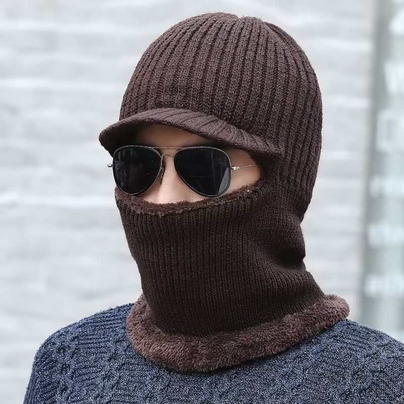 Winter Men's Women's Cycling Hood, Neck Protection, Warm Elastic Thick Knitted Yarn Hat, Windproof And Face Covering Hat_voghion.com