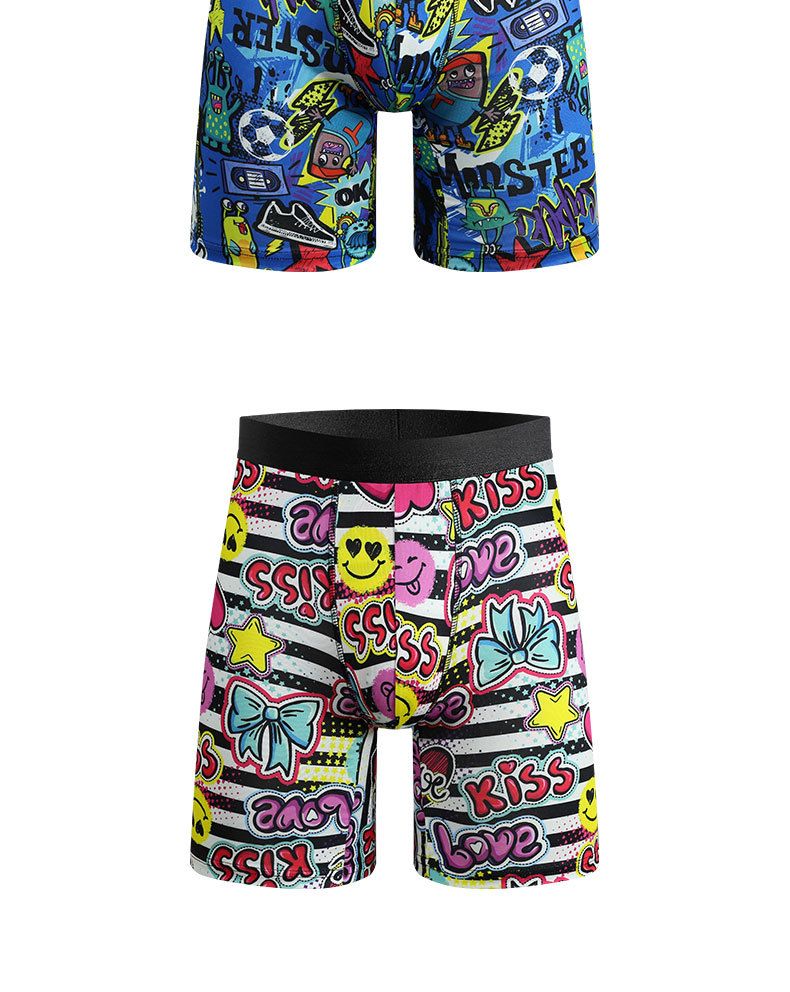 Men's Extra Long Leg Boxer Briefs - Novelty Print Stretch Underwear With English Wash Label Comfortable Long Cut Boxers In EU/US Sizes_voghion.com