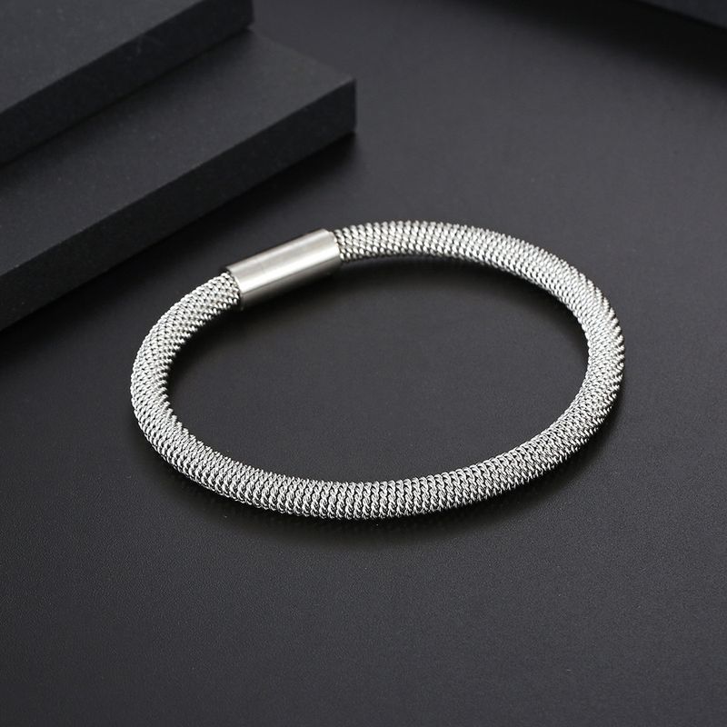 Titanium Steel Magnetic Rope Bracelet - Cyberpunk Unisex Cuff With Interlocking Design, Adjustable Wrap For Couples & Streetwear_voghion.com