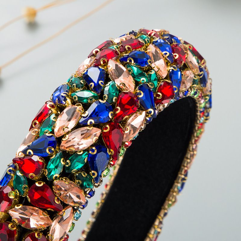 Bandeau PDMCS pour femmes, bandeau européen et américain en strass, bandeau en éponge à large bord fait à la main, accessoire de cheveux baroque_voghion.com