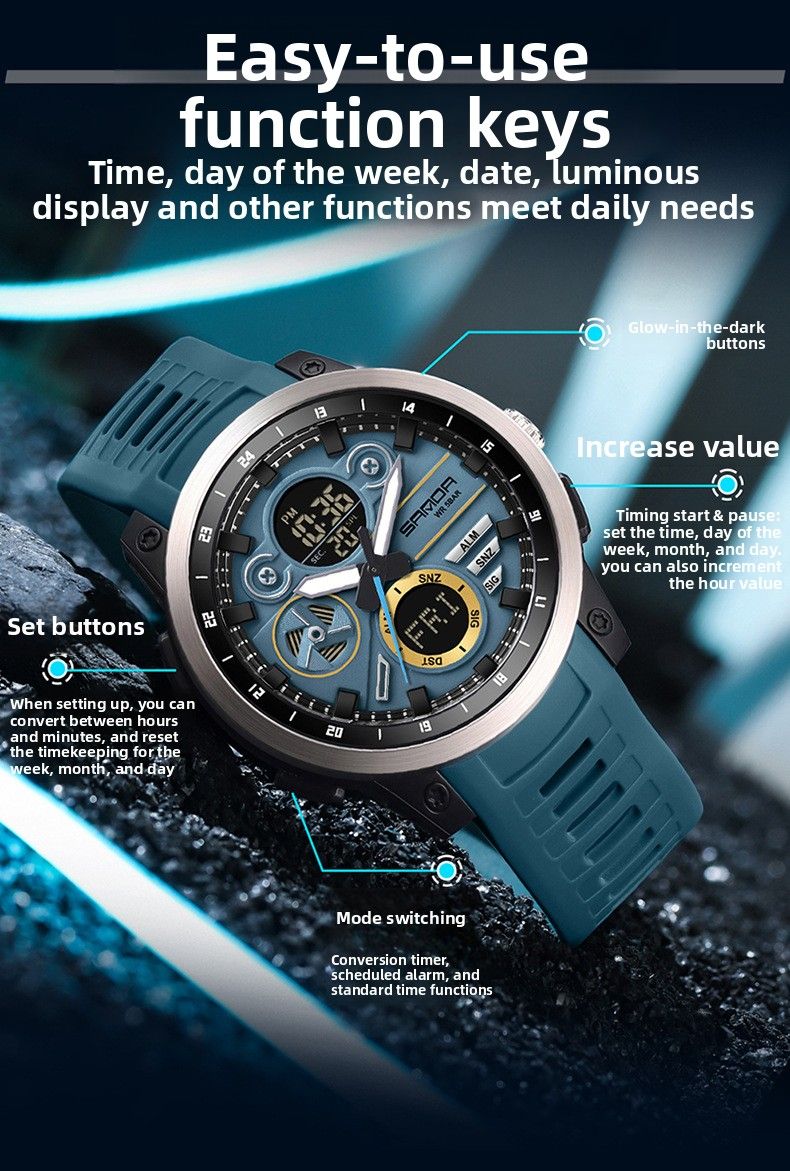 Sanda Cross-Border Hot-Selling Student Trendy Multi-Function Summer Time Waterproof Alarm Reminder Electronic Watch For_voghion.com