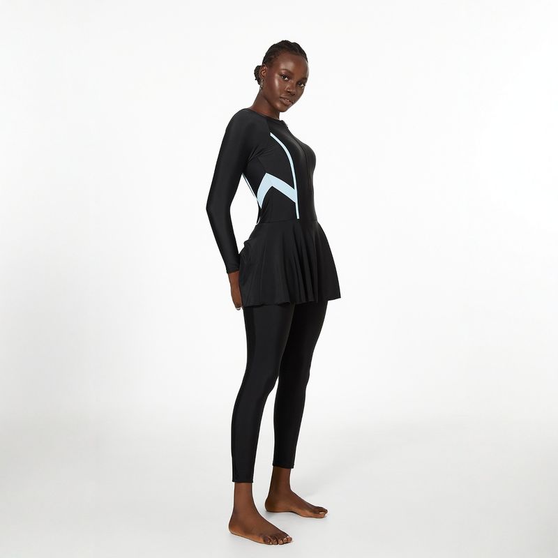 Costume da bagno taglie forti per donna, gonna che copre la pancia, maniche lunghe, pantaloni lunghi, costume da surf e immersioni, intero_voghion.com