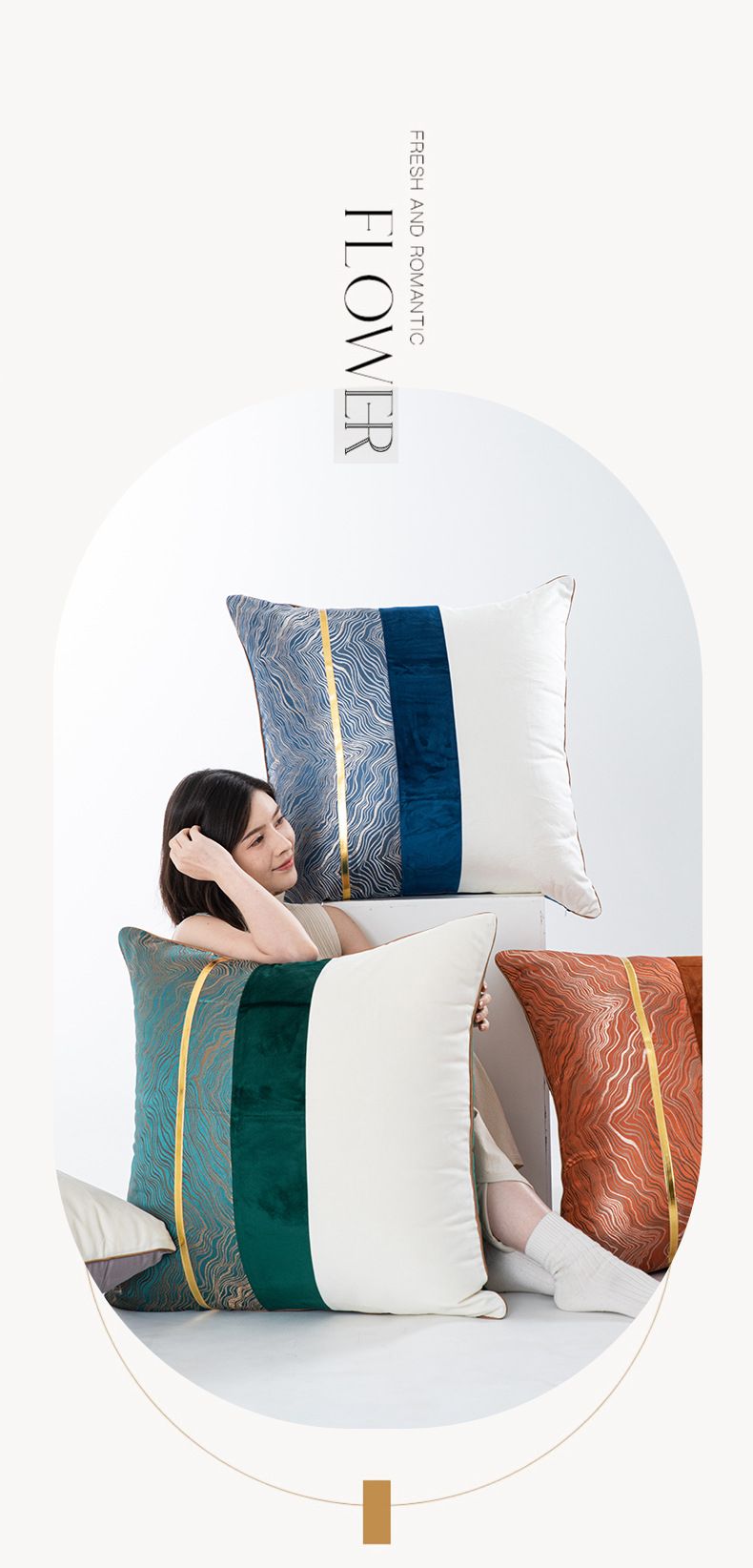 Embroidered Throw Pillow Covers - Large Cushion Covers For Sofa Backrest (Premium Fabric High-End Home Decor 24x24 Inches)_voghion.com