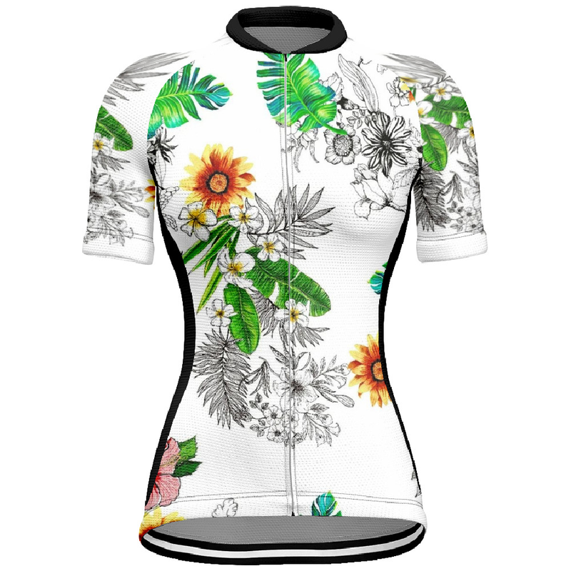 Outdoor-Radsportbekleidung für Damen, kurzärmlige Oberteile mit Blumenmuster für Damen, einfache Outdoor-Radsportbekleidung für Mädchen_voghion.com