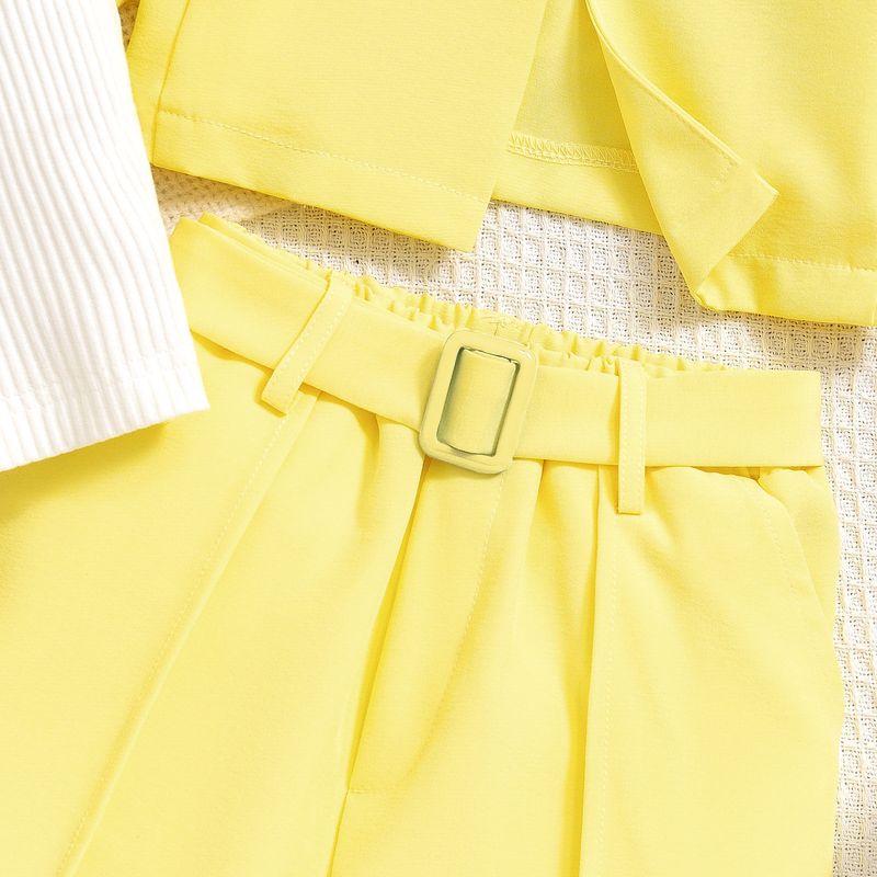 Ρούχα για νήπια Κοριτσιών Μόδα Εσωτερική Ρούχα με λαιμόκοψη και τιράντες Μακρυμάνικο Σορτς με πέτα Σακάκι_voghion.com