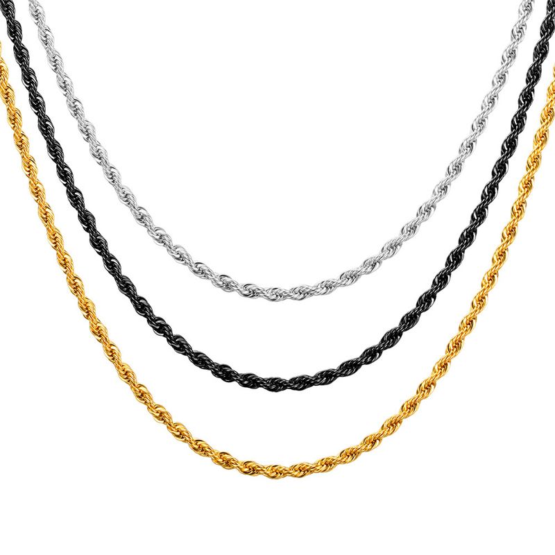 Collana con catena a corda intrecciata, stile hip hop, da uomo, 2,5 mm, con impasto fritto_voghion.com