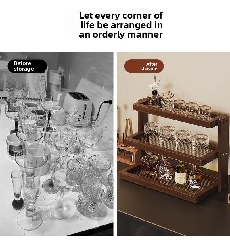 Home Multi-layer Desktop Simple Wine Glass Coffee Cup Table Tea Set Organizer Storage Rack_voghion.com