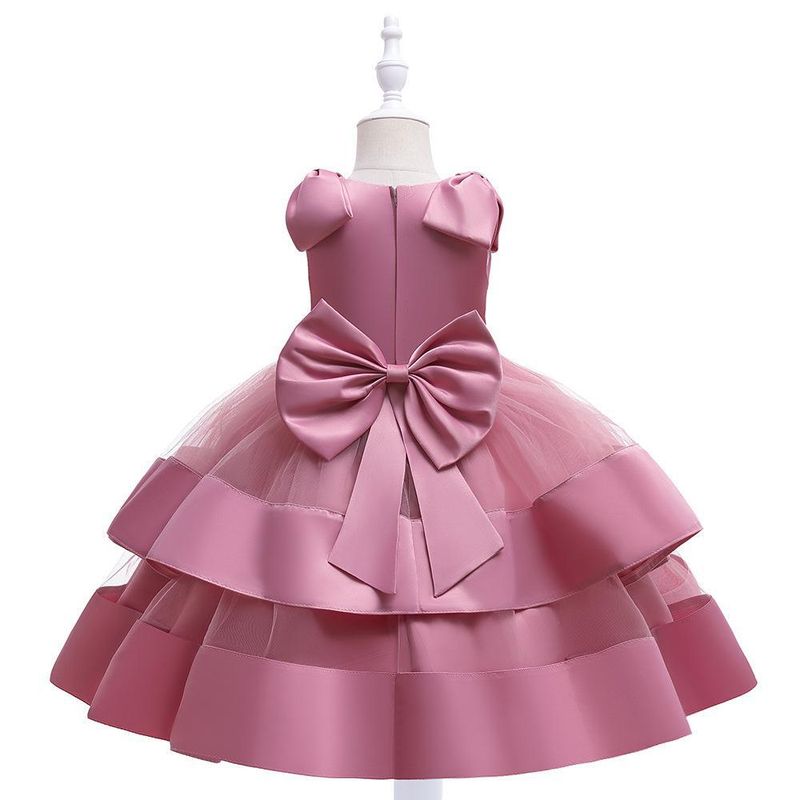 Mutter & Kinder Prinzessin Kleid Kleine Kinder Rock Bogen Ärmel Blumenmädchen Kleid Leistung Kostüm_voghion.com