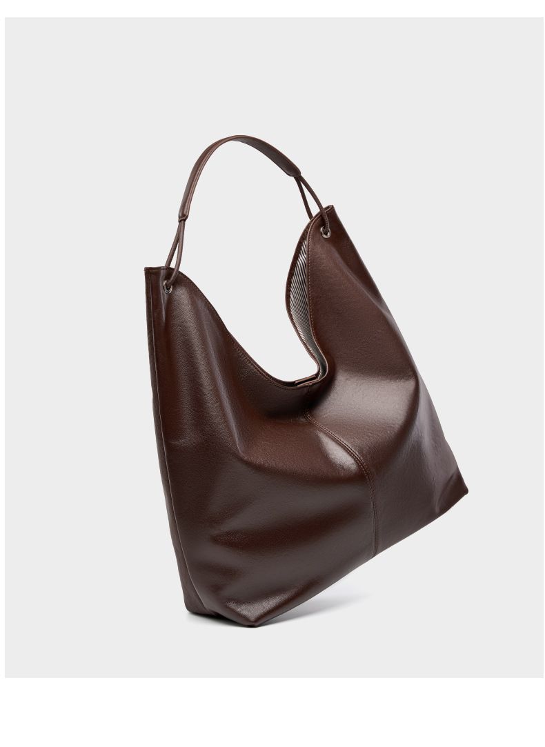 Nuova borsa tote in pelle bovina conciata al vegetale, versatile, capiente e versatile, con una sola spalla, ideale per i pendolari._voghion.com