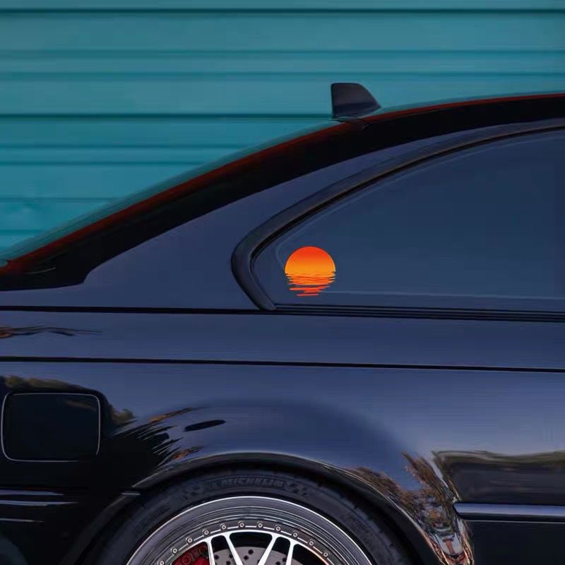 Auto Persoonlijkheid Leuke Zonsondergang Elektrische Auto Kras Zijruit Decoratie Brandstoftank Stickers_voghion.com