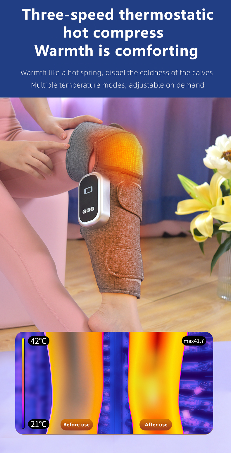 Massaggiatore elettrico per cosce senza fili Dispositivo per gambe 3 in 1 con impacco caldo Airbag Massaggio a pressione d'aria Allevia i muscoli Ricarica USB_voghion.com