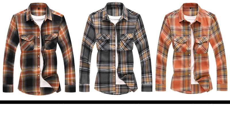 Men's Shirt Double Pocket Plaid Handsome Youth Long-sleeved Shirt Trendy_voghion.com