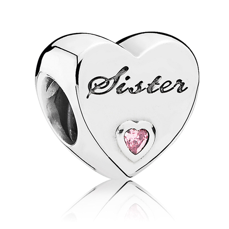 Schwesterliebe mit rosa CZ-Anhänger_voghion.com
