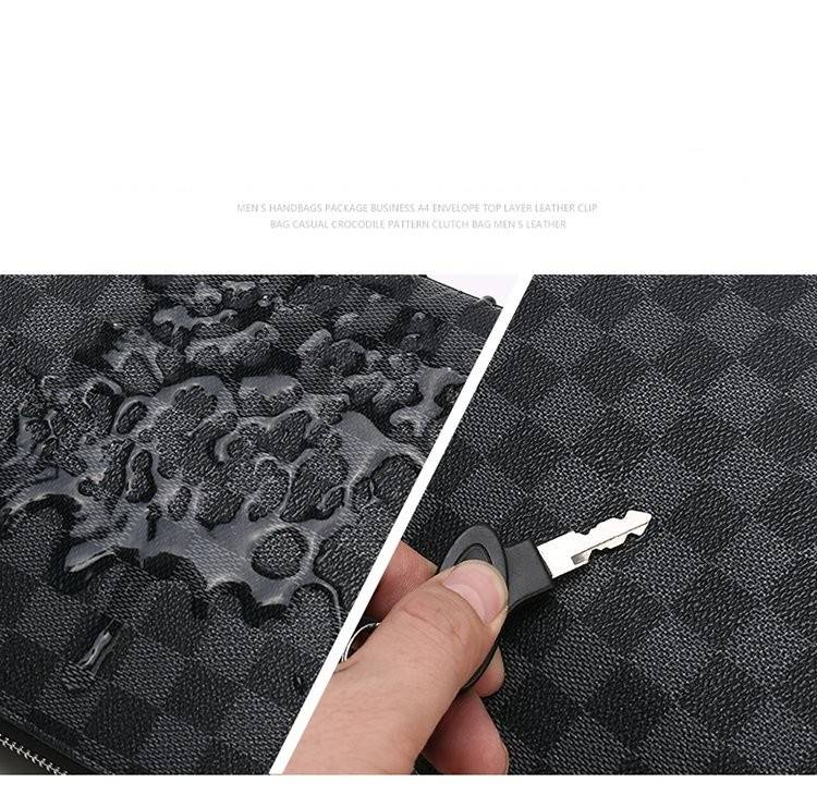 Stylish men's hold bag to combination lock wrist bag Large capacity waterproof mobile key wallet bag_voghion.com