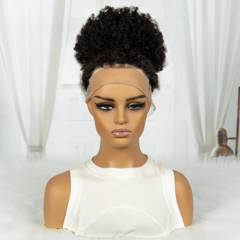 360 Lace Human Hair Afro Puff Drawstring Ponytail Pineapple Updo Hair,short Kinky Curly Ponytail Bun_voghion.com