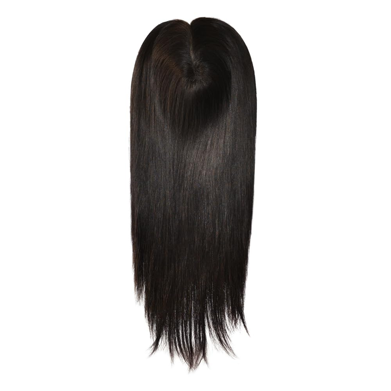 Topper centrale mono per donna, ciocche superiori in capelli umani al 100%, cuticola, capelli Remy europei, colore nero naturale #NC, lunghezza 40 cm_voghion.com