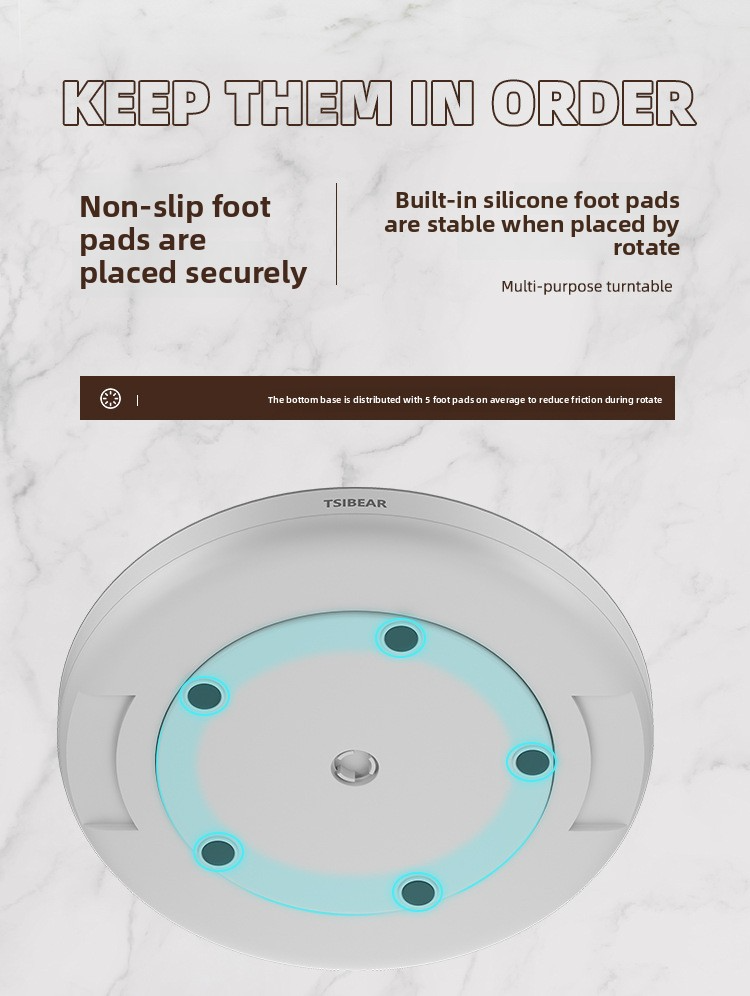 Vassoio portaoggetti girevole per la casa – Contenitore compatto girevole a 360° per cucina, bagno e ufficio – Design moderno in plastica PP in nero/grigio (25 cm/30 cm)_voghion.com