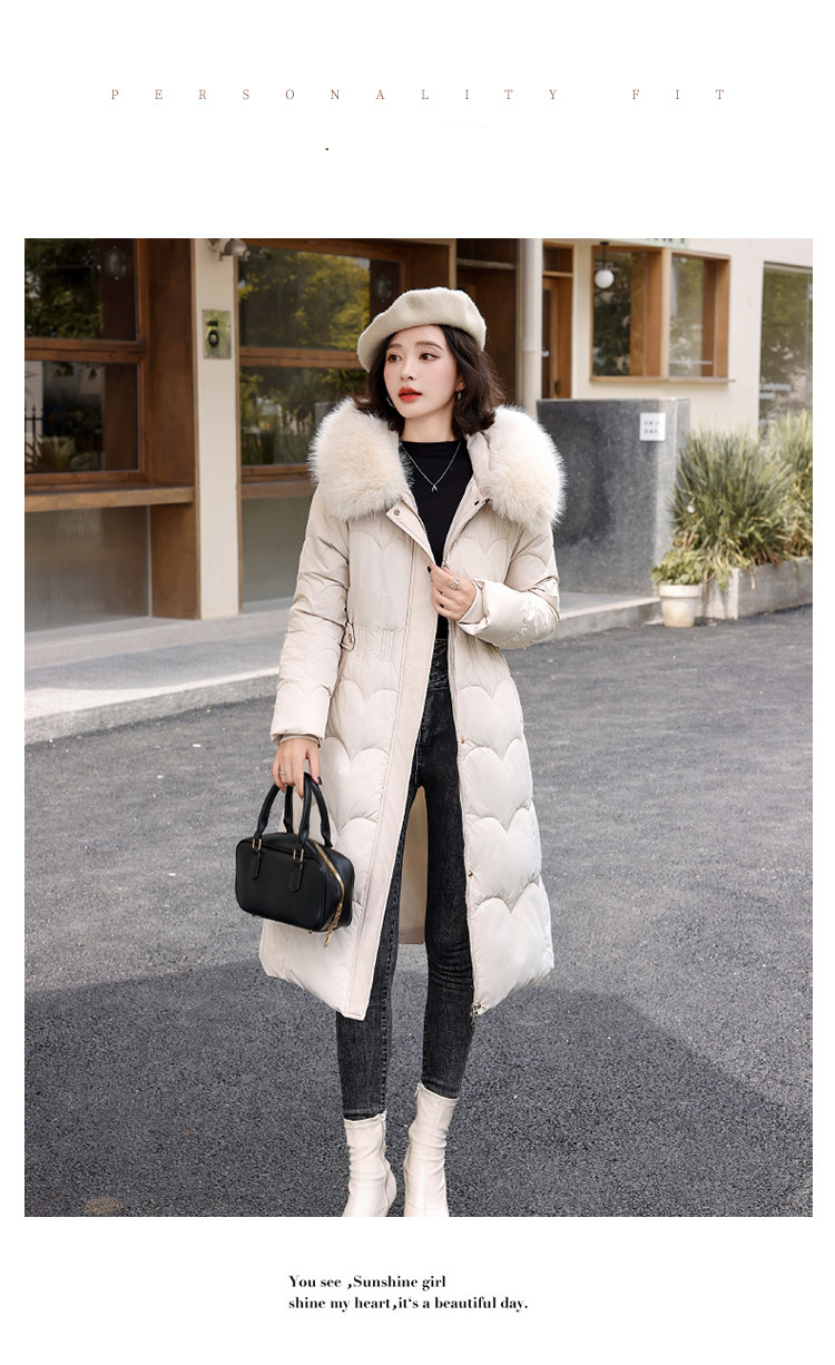Cappotto lungo imbottito da donna con cappuccio di pelliccia staccabile, parka invernale oversize, giacca calda a trapezio per uno stile casual (disponibile in beige, kaki)_voghion.com