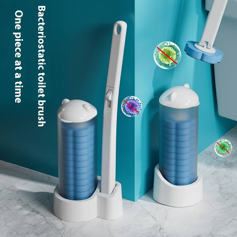 Disposable Toilet Brush Set With 6 Replaceable Heads, Compact & Hygienic Bathroom Cleaning Tool For Home & Travel_voghion.com