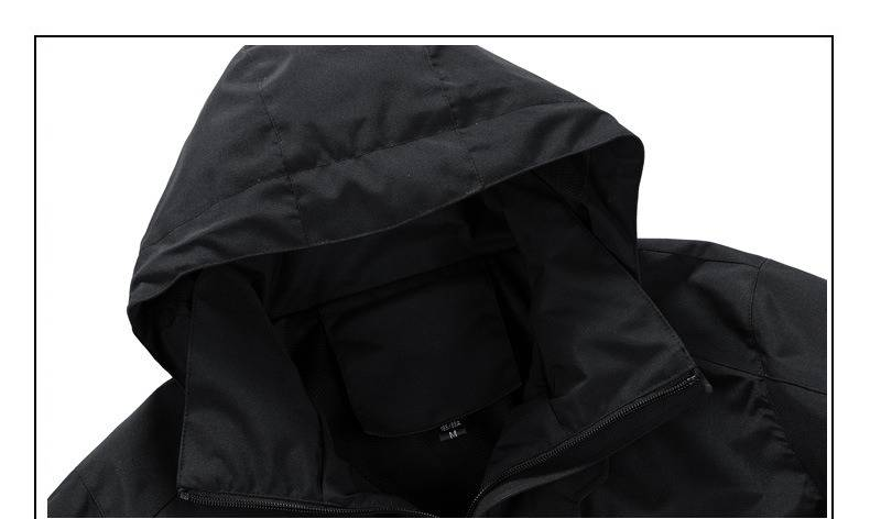 Wasserdichte und winddichte Herrenjacke mit Kapuze – Leichte Outdoor-Wanderjacke für Bergsteigen und den Alltag (Schwarz/Dunkelgrau, M-5XL)_voghion.com