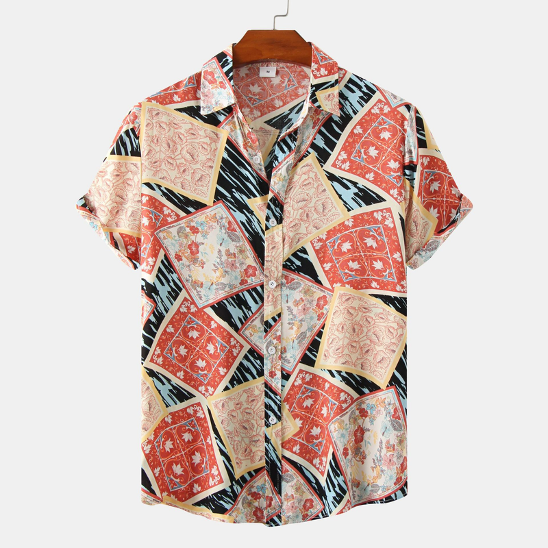 Abbigliamento uomo taglie forti, camicia ampia a maniche corte, camicie casual_voghion.com