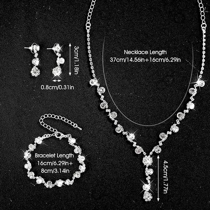 Set di gioielli da donna - Elegante collana floreale in argento, orecchini e bracciale per matrimoni, feste serali, occasioni speciali, set di gioielli con borsa da sera_voghion.com