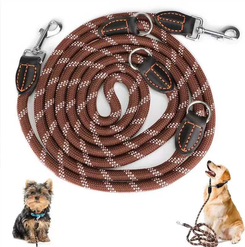 Double Hook Multifunctional Pet Outdoor Walking Training Leash Rope Dog Chain_voghion.com