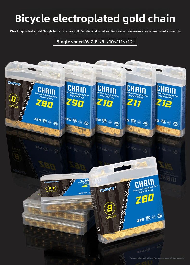 TOOPRE Mountain Gold Road Bike 8-Speed 9 10 11S Derailleur Chain Full Electroplated Rustproof_voghion.com