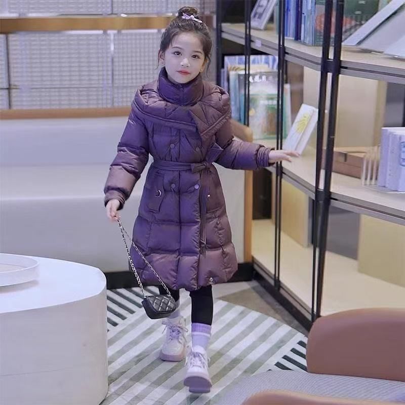 Mädchen Baumwolle Gefütterte Jacke Winter Mantel 2025 Neue Lange Dicke Unten Baumwolle Jacke kinder Baumwolle Gefütterte Jacke Stilvolle Fabrik Direkt verkäufe_voghion.com