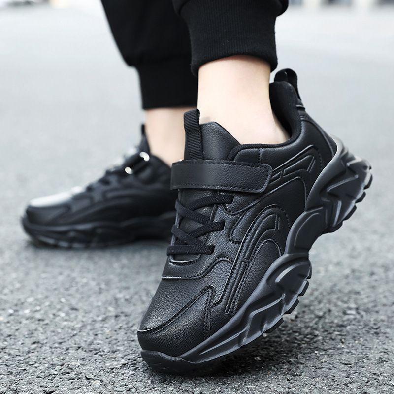 897 Four Seasons Performance Lightweight Sports Boys' Tennis Girls' Leather Children's White Shoes, Black Shoes_voghion.com