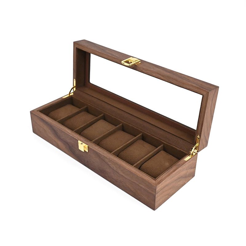 Home Storage Nuovo Spot Legno Palissandro 6 Griglia Orologio Scatola Portaoggetti Gioielli 6 Posizione Noce Anello Scatola Portaoggetti_voghion.com
