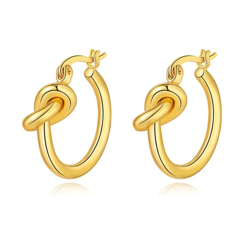 Orecchini a cerchio con nodo di lusso, leggeri e di alta qualità, dal design minimalista, nuovi e alla moda._voghion.com