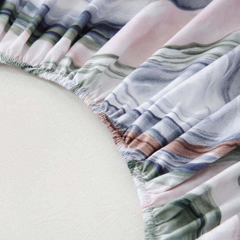 Set di lenzuola con angoli moderno in marmo psichedelico astratto con stampa 3D in poliestere, motivi geometrici e a cuore, diverse misure per letti singoli/matrimoniali/queen size/king size._voghion.com