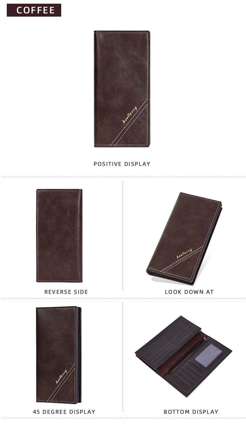 BAELLERRY New Men's Long Wallet European And American Business Style Multiple Card Slots RFID Theft Protection Made With Soft Leather Material_voghion.com