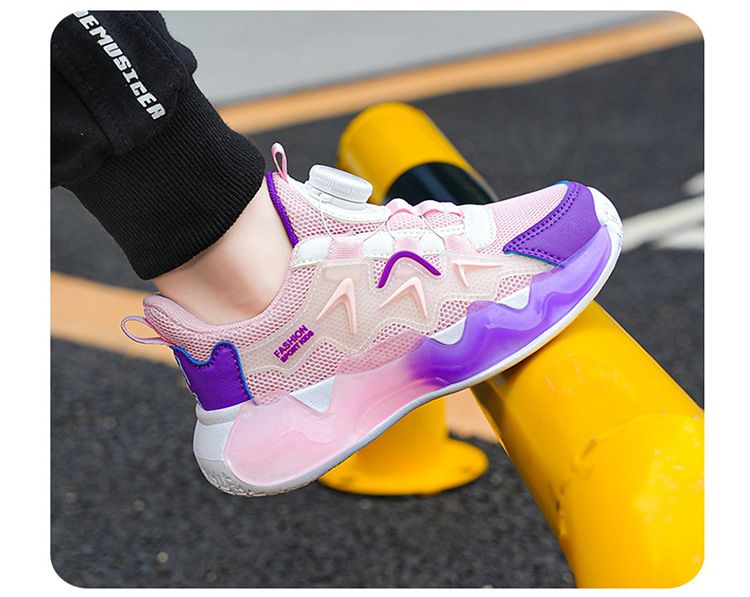 Hot Selling Boys Shoes Autumn New Mesh Breathable Rotating Button Basketball Shoes Girls Lightweight Sports Shoes_voghion.com