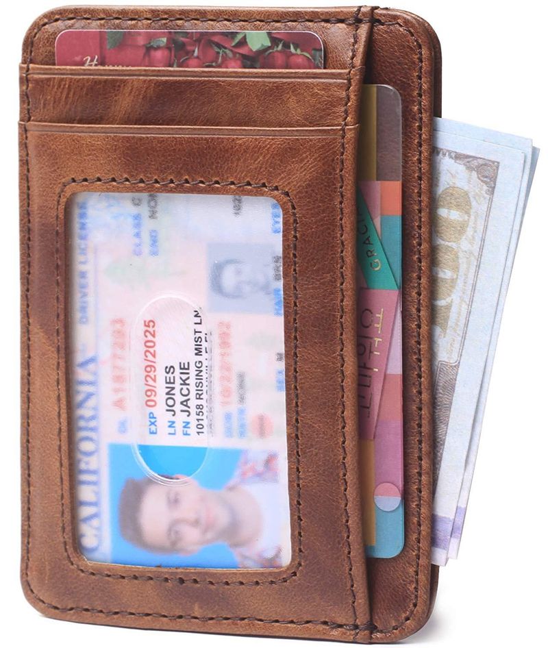 Praktische Kartentasche aus echtem Leder, RFID-Diebstahlschutz-Kartenlesetasche für Herren, asiatischer Kartenhalter für Herren_voghion.com