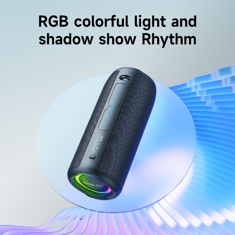 ZEALOT S49 Pro Bluetooth Speaker TWS Wireless Soundbar 20W Bærbar Heavy Bass Stereo Lyd RGB Baggrundslys Støjreducerende mikrofon_voghion.com