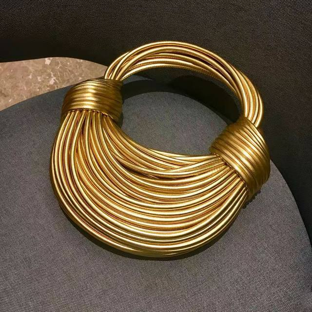 Handbags for Women 2023 New in Gold Luxury Designer Brand Handwoven Noodle Bags Rope Knotted Pulled Hobo Silver Evening Clutch_voghion.com