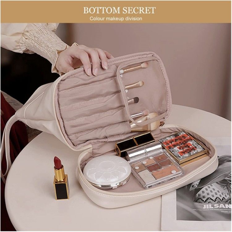 Women's cloud shaped makeup bag with double-layer design, portable for business trips, travel, toiletries, makeup supplies, toiletries, storage bag_voghion.com