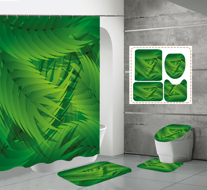 3D polyester digital printing waterproof shower curtain tropical plant bathroom partition shower curtain_voghion.com
